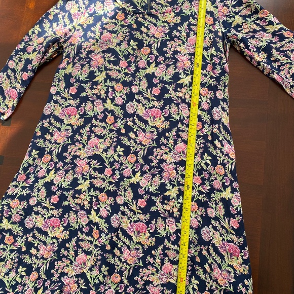 Y2K Vintage Floral Mini Dress – Navy Blue with Pink & Green Print, 3/4 Sleeves - Picture 10 of 13